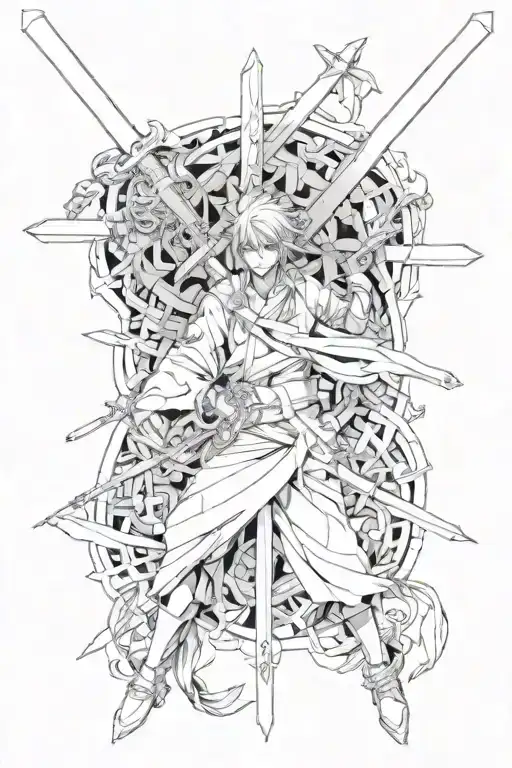 yoshutaka amano artstyle reverse cross tattoo design idea