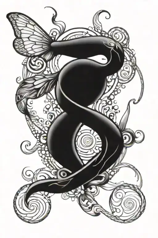 A stylized representation of the female reproductive system, with artistic elements inspired by the client's love for the uterus tattoo design idea