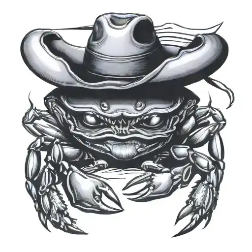 crab wearing cowboy hat holding knife tattoo design idea