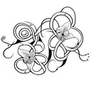 two violets with intertwining vines tattoo design idea