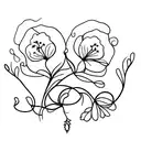 two violets with intertwining vines tattoo design idea