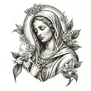 Virgin Mary with arm and neck tattoos tattoo design idea