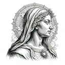 Virgin Mary with arm and neck tattoos tattoo design idea