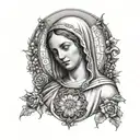 Virgin Mary with arm and neck tattoos tattoo design idea