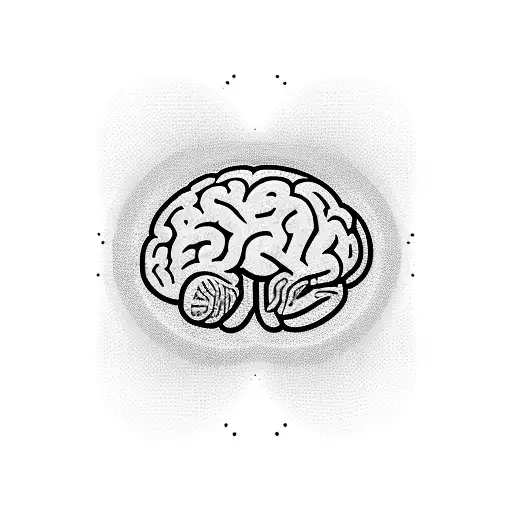 brain-shaped disc player, which ejects a disc tattoo design idea