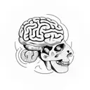 brain-shaped disc player, which ejects a disc tattoo design idea