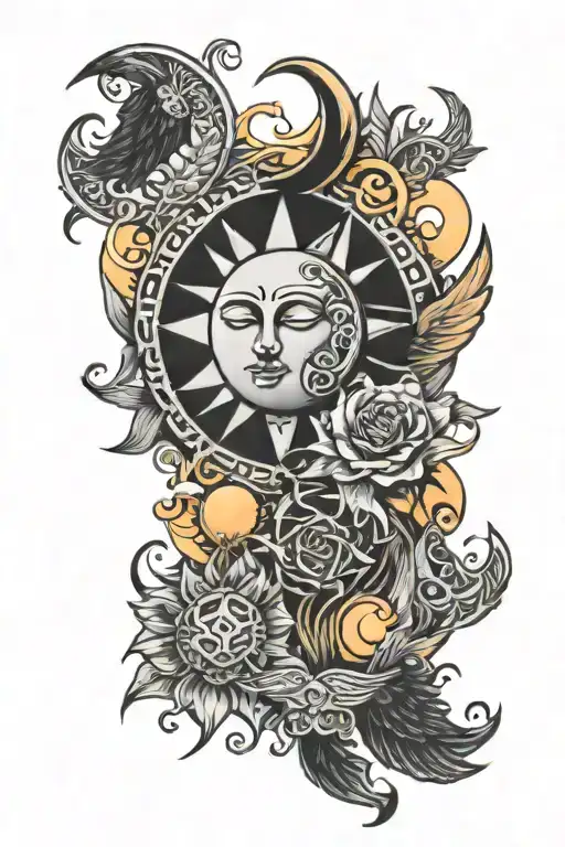 wiccan sun moon tattoo design idea