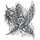 wings with MB music note  tattoo design idea