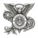 A US Air Force emblem with elements of American history incorporated into the design tattoo design idea
