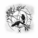 two crows and igdrasil tattoo design idea