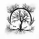 two crows and igdrasil tattoo design idea