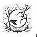 two crows and igdrasil tattoo design idea