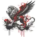 Winged LION and A werewolf with a gun tattoo design idea