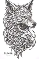 fenrir viking norse wolf and odin raven skull tattoo design idea
