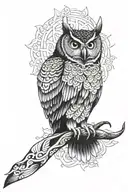 Hawaiian owl flying tattoo design idea