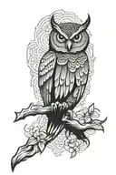 Hawaiian owl flying tattoo design idea