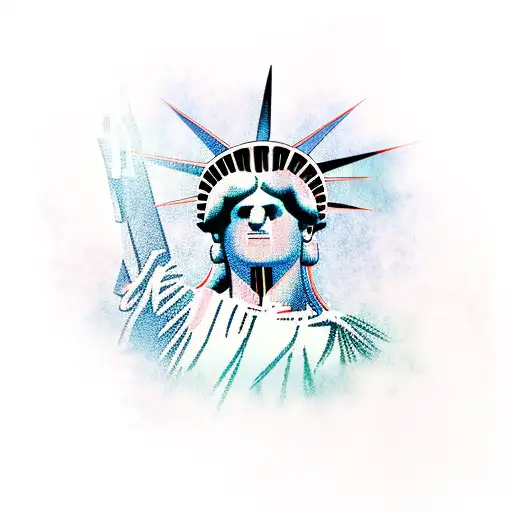 American flag, statue of Liberty, fireworks, Liberty bell,guns, beer and bald eagle tattoo design idea
