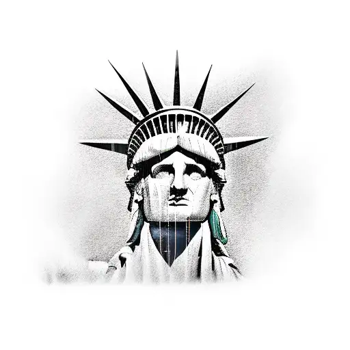 American flag, statue of Liberty, fireworks, Liberty bell,guns, beer and bald eagle tattoo design idea