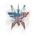 American flag, statue of Liberty, fireworks, Liberty bell,guns, beer and bald eagle tattoo design idea