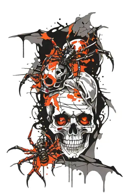 Skull Widow Spider Crawling Out Of tattoo design idea