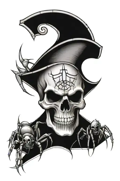 Skull Widow Spider letter Leonard street 3 tattoo design idea