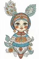 Ukrainian motanka doll tattoo design idea