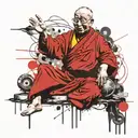 dalai lama meditating, accepting, changing, letting go tattoo design idea