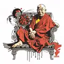 dalai lama meditating, accepting, changing, letting go tattoo design idea