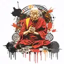dalai lama meditating, accepting, changing, letting go tattoo design idea