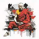 dalai lama meditating, accepting, changing, letting go tattoo design idea
