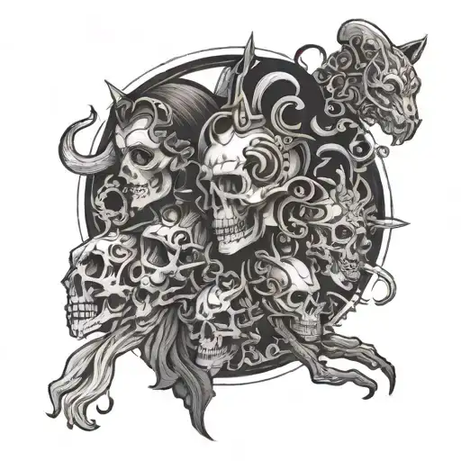 Representation de los 4 jinetes del apocalipsis tattoo design idea