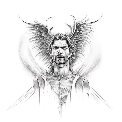 lucifer crying in the right arm tattoo design idea