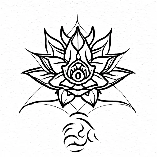 lucifer crying and Lotus Flower tattoo design idea
