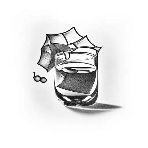 A glass of whiskey pouring into a keyboard with computer code flowing out tattoo design idea