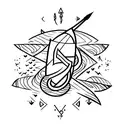 Arrow with a heart-shaped flame arrowhead tattoo design idea