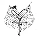 Arrow with a heart-shaped flame arrowhead tattoo design idea