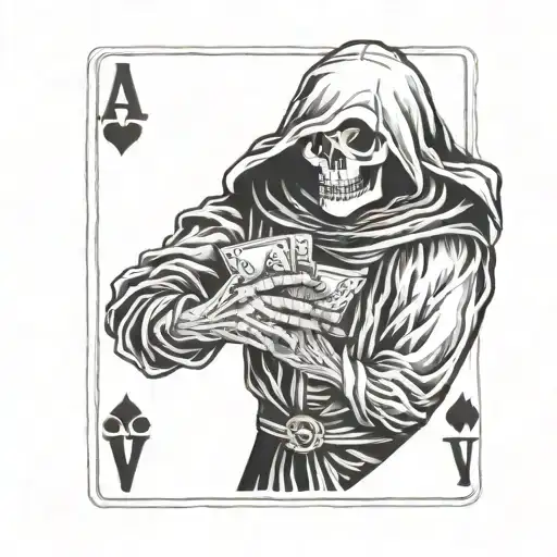 reaper holding cards 7 2 off suit  tattoo design idea
