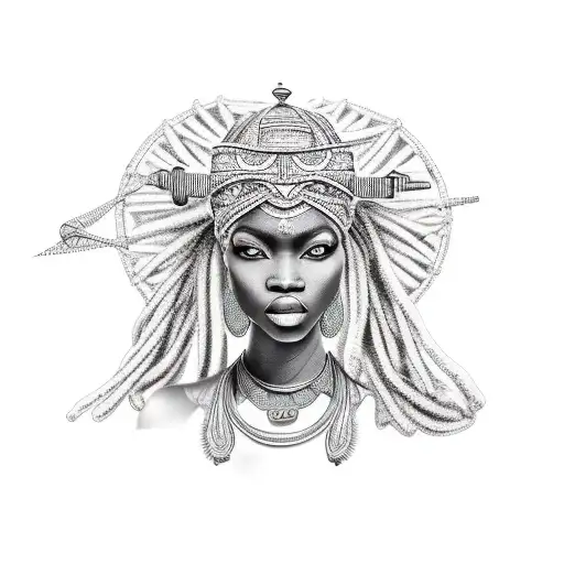 African spiritual Goddess tattoo design idea