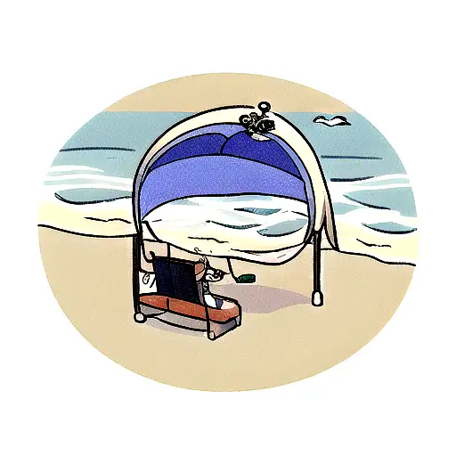 un hombre obeso sentado en una silla plegable i que esta pescando en un mar tranquilo a la luz de la luna i con cerveza  tattoo design idea