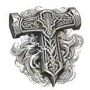 viking thor hammer and lightning tattoo design idea