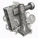 viking thor hammer and lightning tattoo design idea