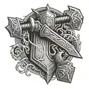 viking thor hammer and lightning tattoo design idea