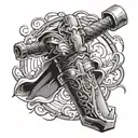 viking thor hammer and lightning tattoo design idea