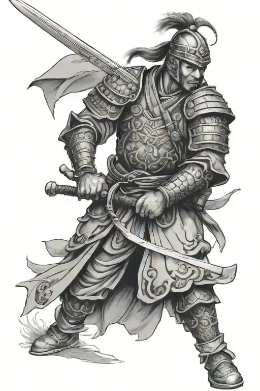 Renaissance samurai warrior tattoo design idea