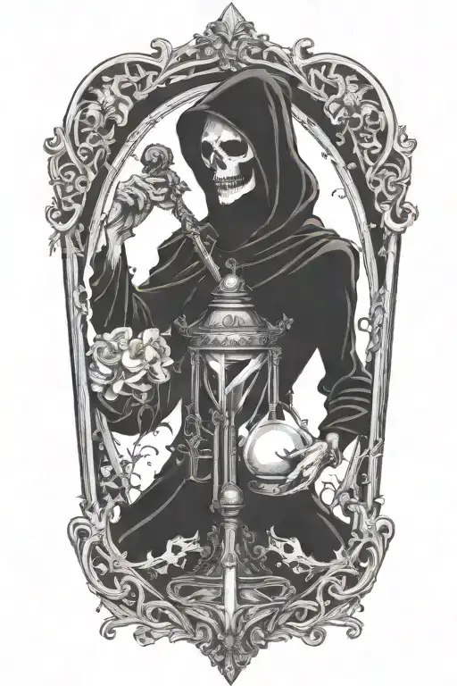 grim reaper hourglass tattoo design idea
