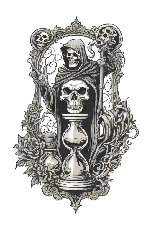 grim reaper hourglass  tattoo design idea