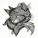 Cat with bread tattoo design idea