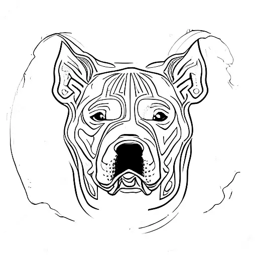 perro pitbull cara de enojado tributo muerto tattoo design idea
