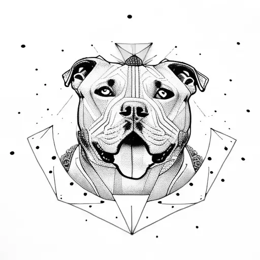perro pitbull cara de enojado tributo muerto espacio sol luna tattoo design idea