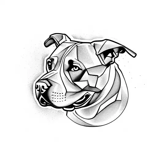 perro pitbull cara de enojado tributo muerto tattoo design idea